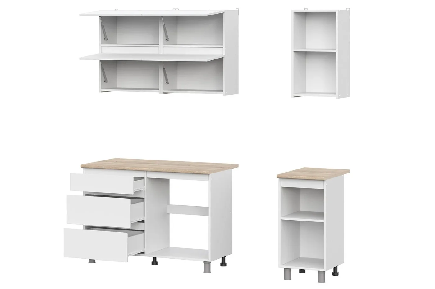 Кухонный гарнитур Hoff Токио, 160х214,2х60, цвет белый текстурный, дуб Сонома