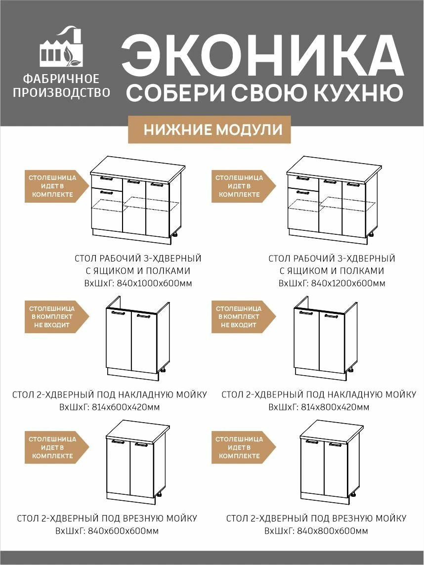 Кухня "Fortuna Kids" Мебельная Фабрика Версаль, 120х60х84 см, ЛДСП